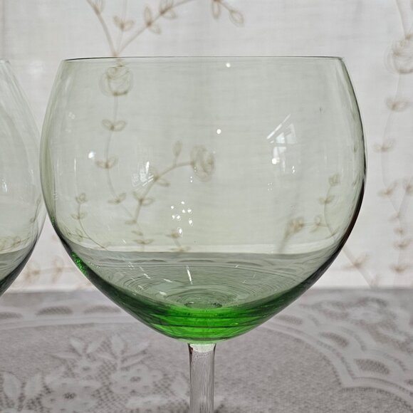 2 Lenox Gems Green Balloon Goblets 9" red wine glass party quality fine crystal - Picture 3 of 6